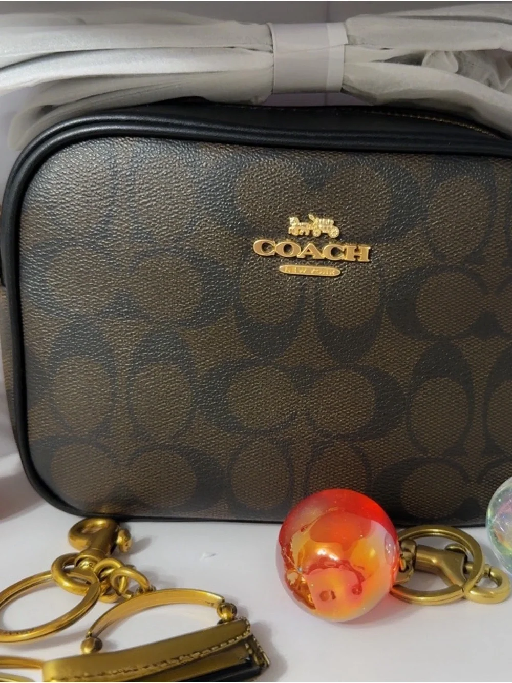 Coach Carey Brown Signature Crossbody